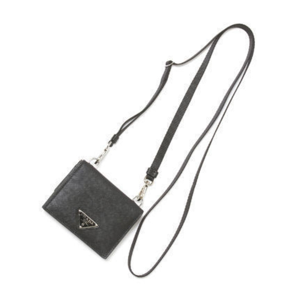 Prada Saffiano Case Black Triangolo Coin